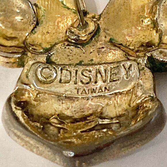 Vintage Disney Minnie Mouse Earrings Post Crystal Rhinestone Enamel Taiwan - Picture 7 of 10